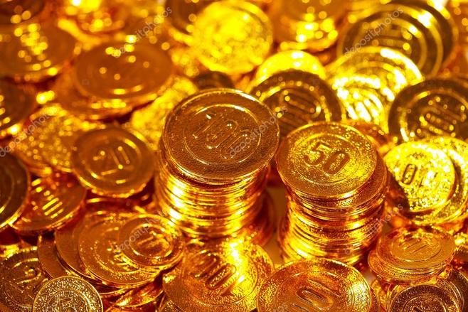 金幣被堆成一堆的背景。黃金儲(chǔ)備。成功和財(cái)富
